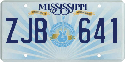MS license plate ZJB641