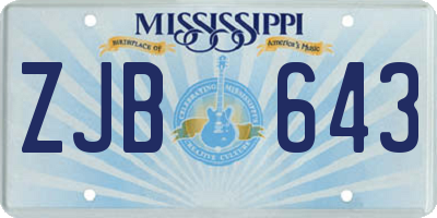 MS license plate ZJB643