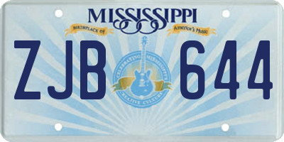 MS license plate ZJB644