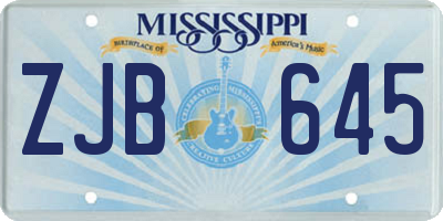 MS license plate ZJB645