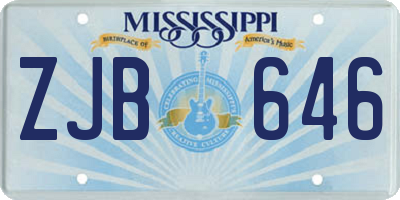 MS license plate ZJB646