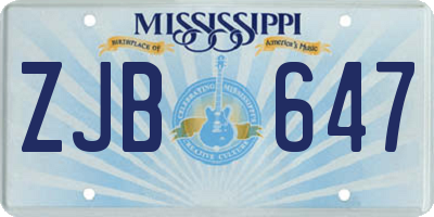 MS license plate ZJB647