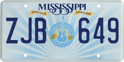 MS license plate ZJB649