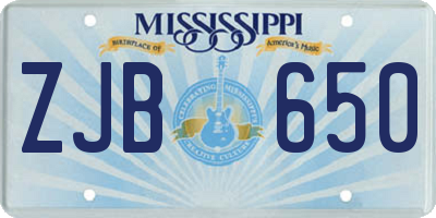 MS license plate ZJB650