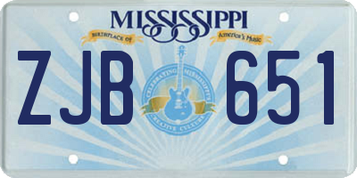MS license plate ZJB651