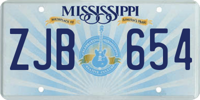 MS license plate ZJB654