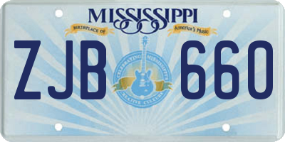 MS license plate ZJB660
