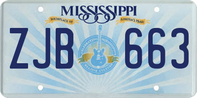 MS license plate ZJB663