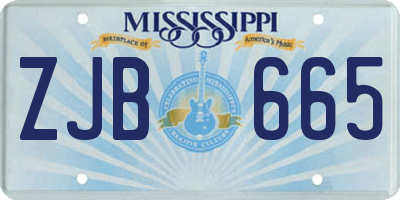 MS license plate ZJB665