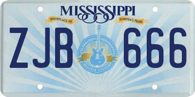 MS license plate ZJB666