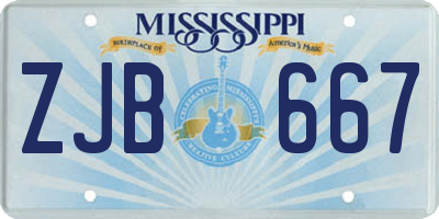 MS license plate ZJB667