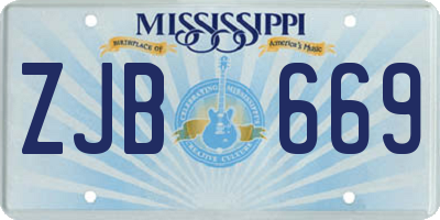 MS license plate ZJB669