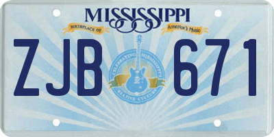 MS license plate ZJB671