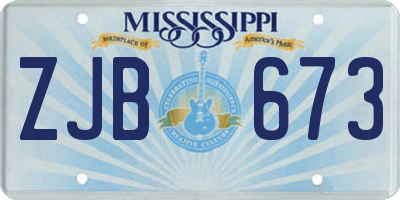 MS license plate ZJB673