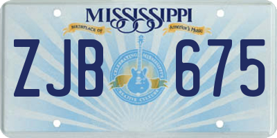 MS license plate ZJB675