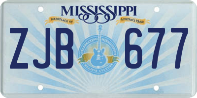 MS license plate ZJB677