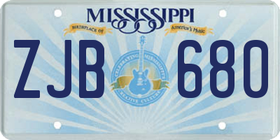 MS license plate ZJB680