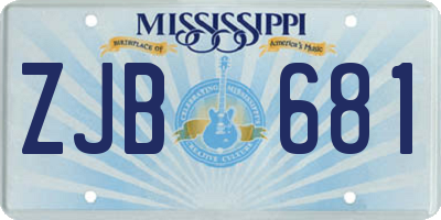 MS license plate ZJB681