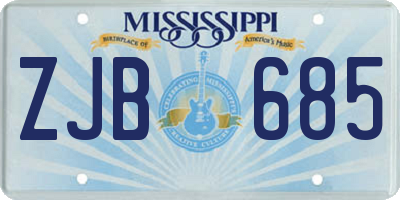 MS license plate ZJB685