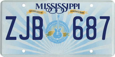 MS license plate ZJB687