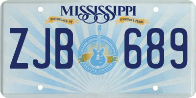 MS license plate ZJB689