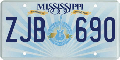 MS license plate ZJB690