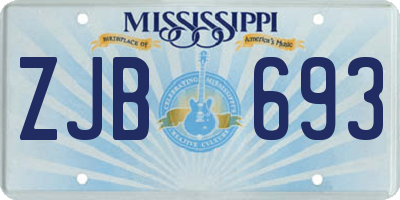 MS license plate ZJB693