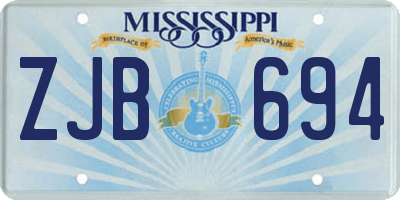 MS license plate ZJB694
