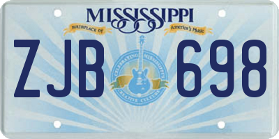 MS license plate ZJB698