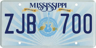 MS license plate ZJB700