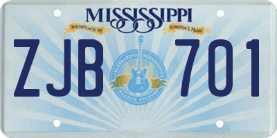 MS license plate ZJB701