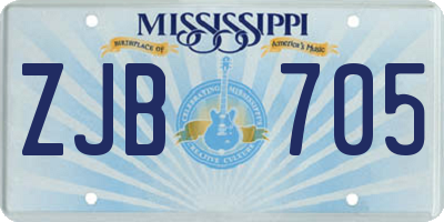 MS license plate ZJB705