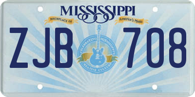 MS license plate ZJB708