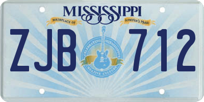 MS license plate ZJB712