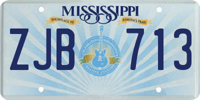 MS license plate ZJB713