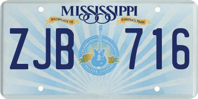 MS license plate ZJB716