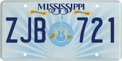MS license plate ZJB721