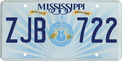 MS license plate ZJB722