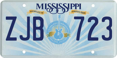 MS license plate ZJB723