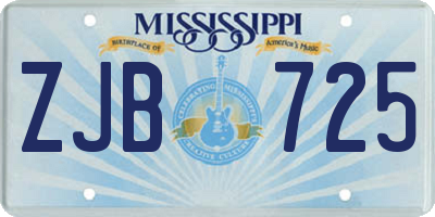MS license plate ZJB725