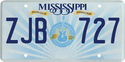 MS license plate ZJB727