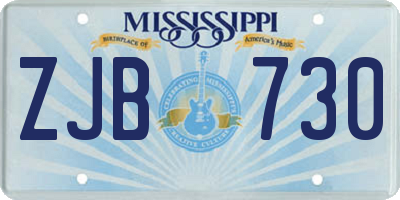 MS license plate ZJB730