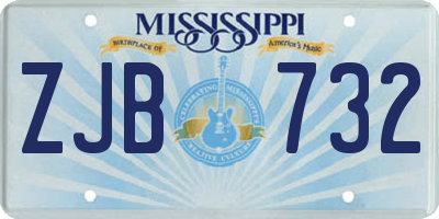 MS license plate ZJB732