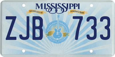 MS license plate ZJB733