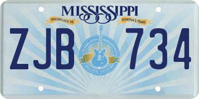 MS license plate ZJB734