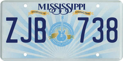MS license plate ZJB738