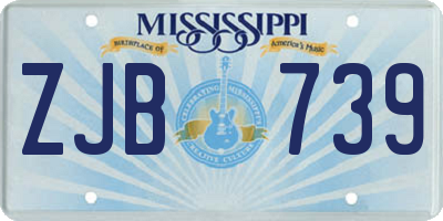 MS license plate ZJB739