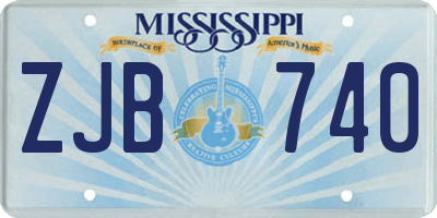 MS license plate ZJB740