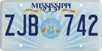 MS license plate ZJB742