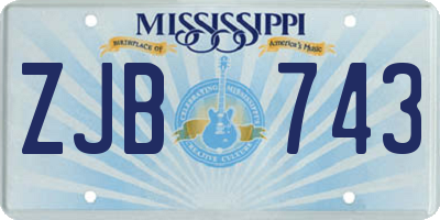 MS license plate ZJB743